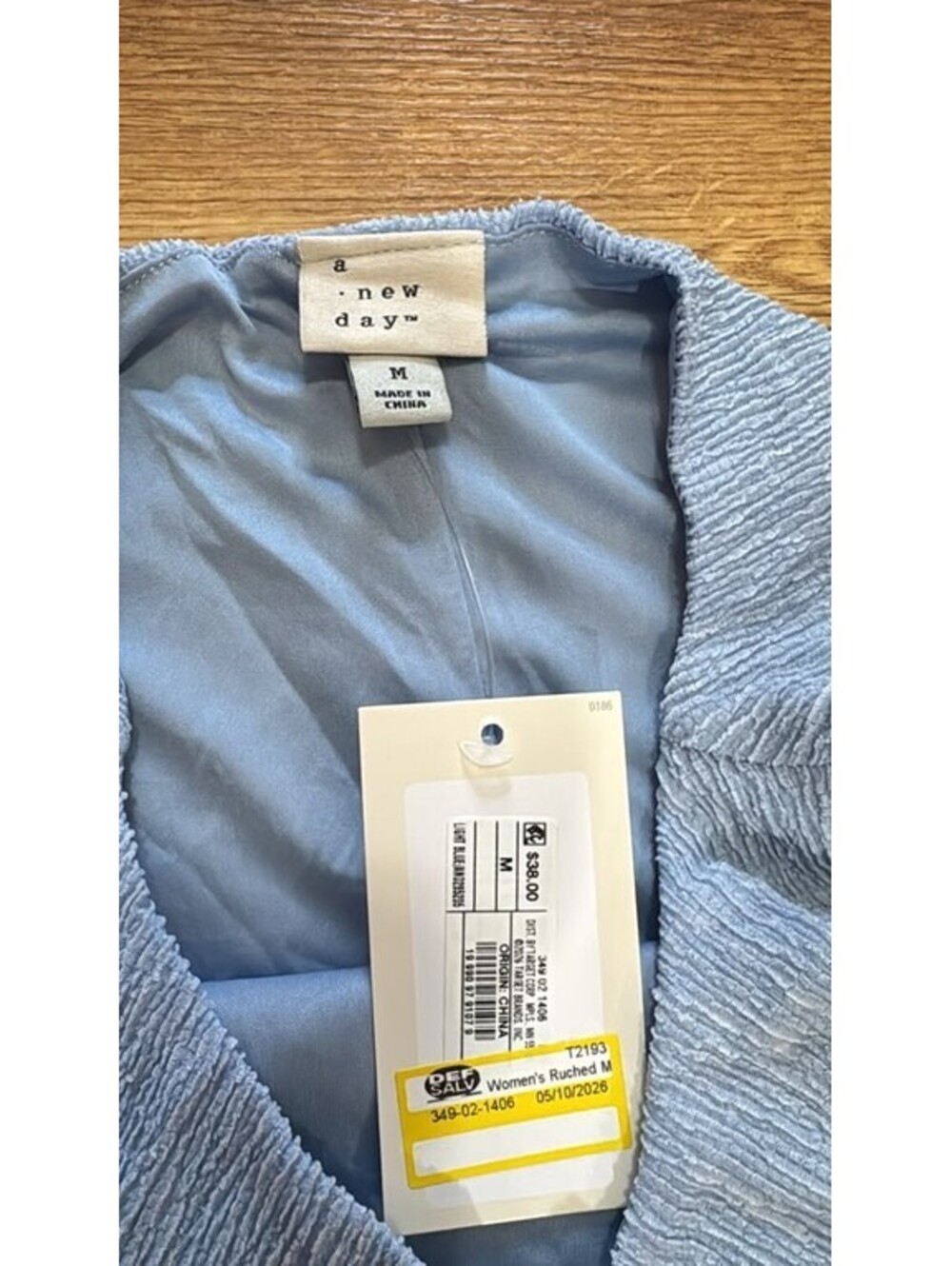 A New Day Ruched Sleeveless Dress – Light Blue Midi Size M - Picture 3 of 3